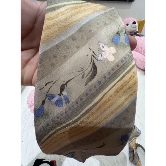 Vintage Stonehenge Neck Tie Butterflies Floral - Picture 3 of 6